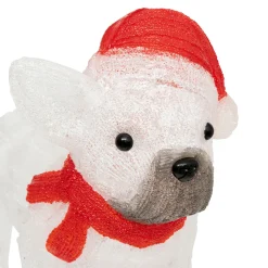 Acryl hond met kerstmuts 60 led h37cm