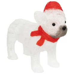 Acryl hond met kerstmuts 60 led h37cm