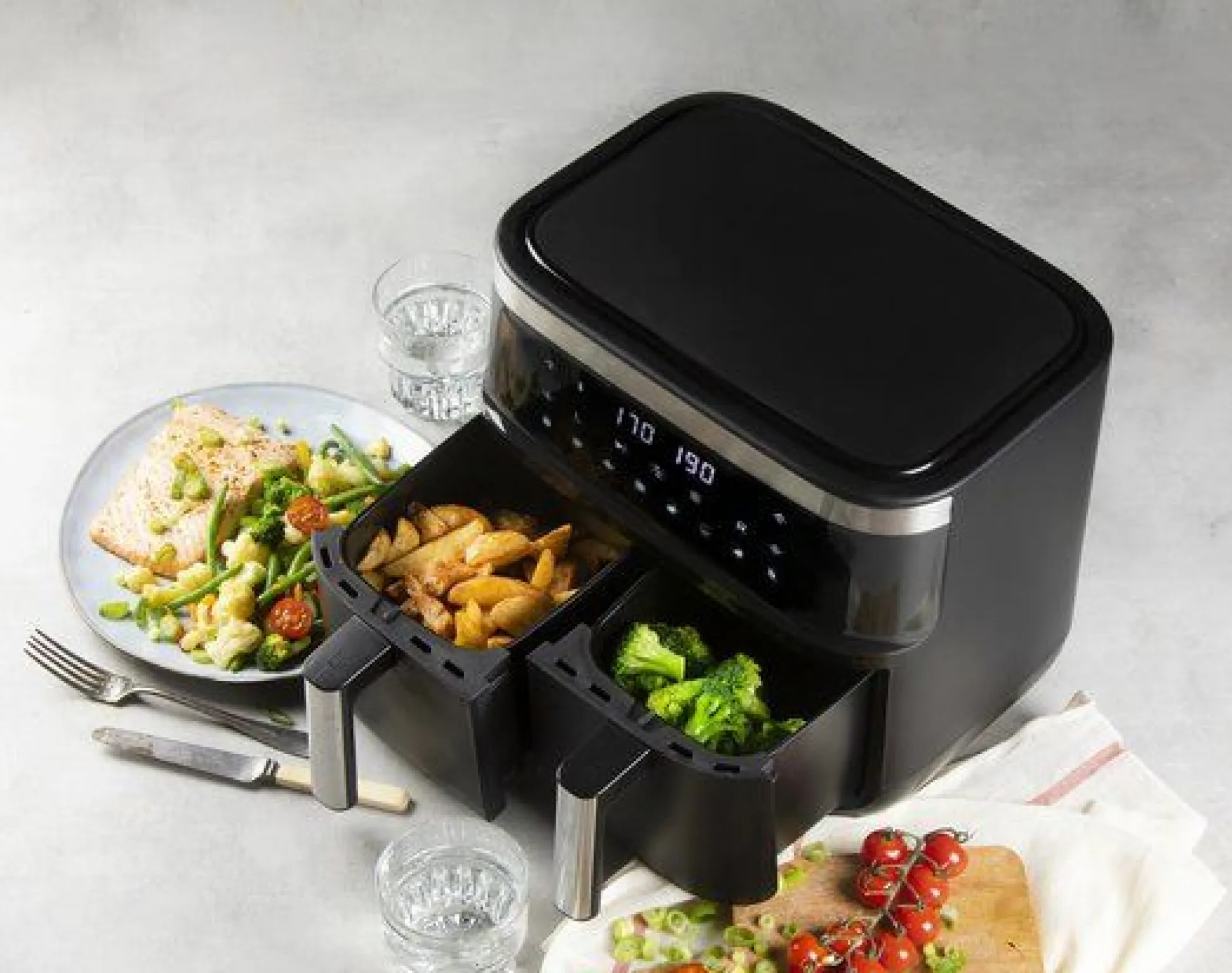 Airfryer double fry zone 2x4l
