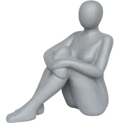 Beeld zittende vrouw grijs 56,5cm