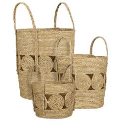 Borno mand rond lichtbruin - h44xd36cm