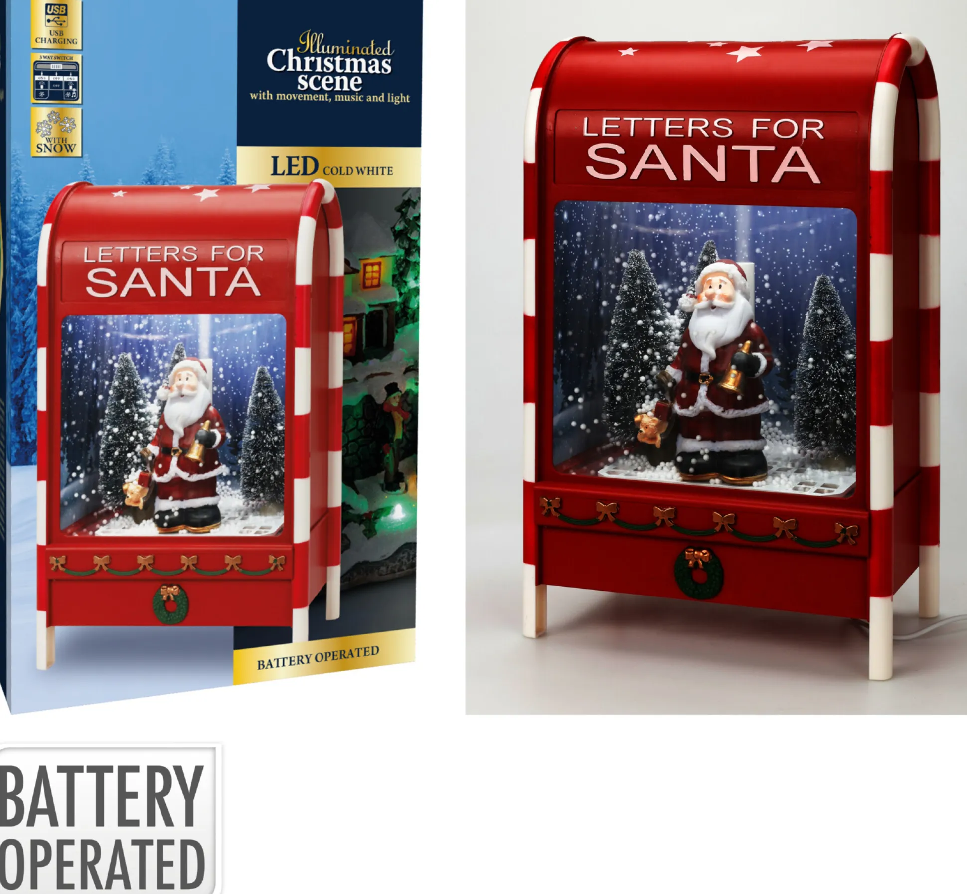 Brievenbus led sneeuw muziek