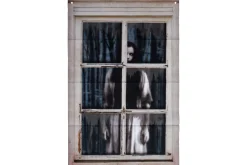 Decostof vrouw in een raam