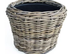 Drypot rotan rond grijs