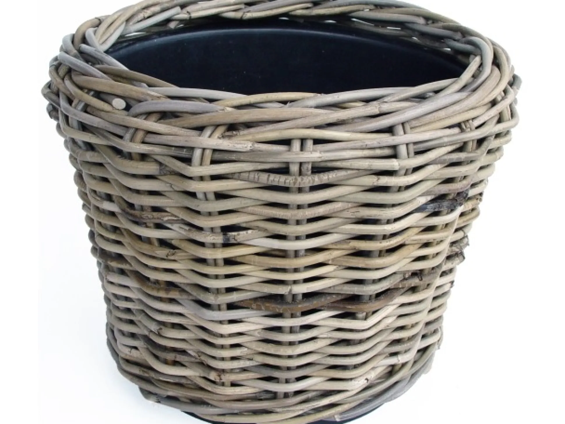 Drypot rotan rond grijs