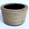 Drypot round stripe grey d19h12cm