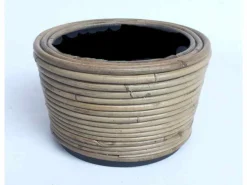 Drypot round stripe grey d19h12cm