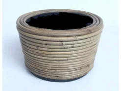 Drypot round stripe grey d24h14cm