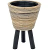 Drypot wooden legs stripe grey d27h42cm