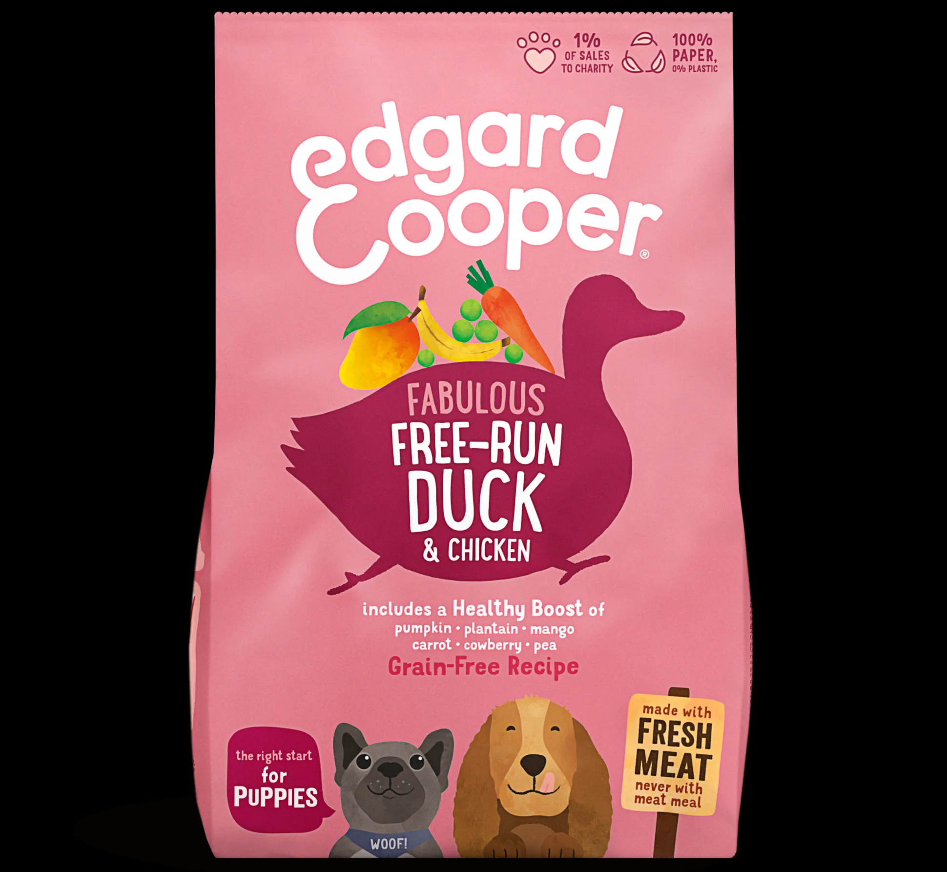 Edgard & cooper, hondenbrokken voor puppy eend & kip, 2,5kg