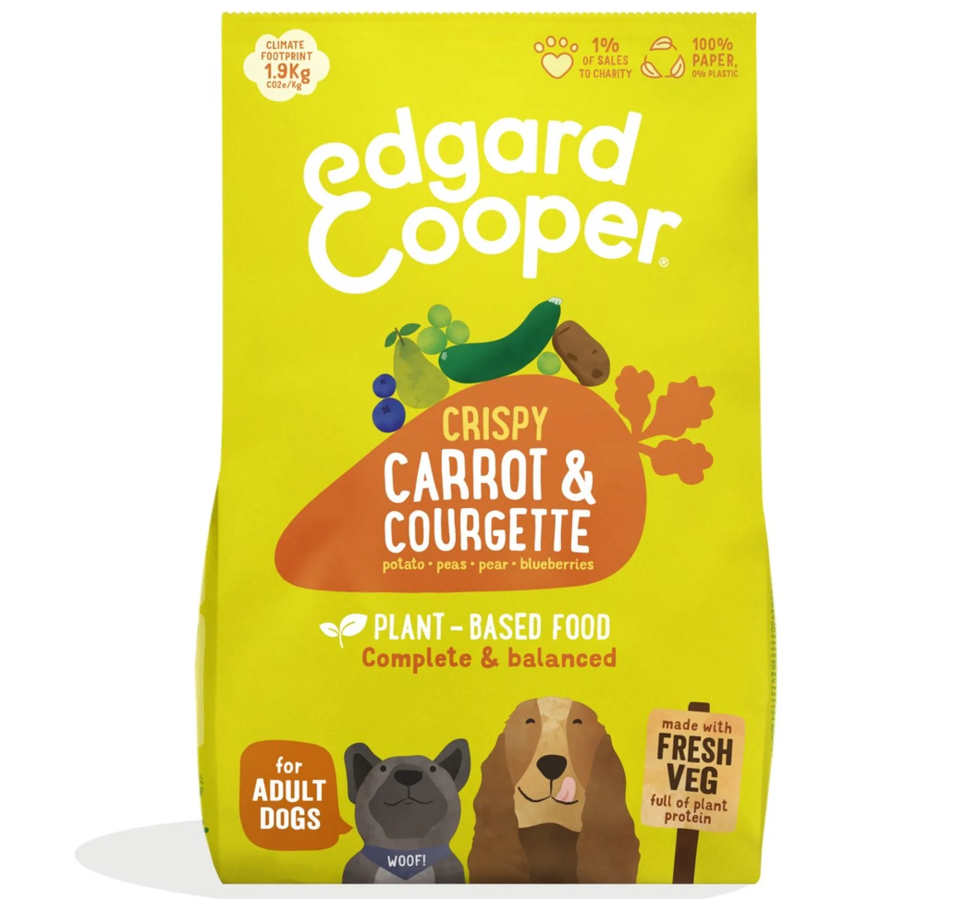Edgard & cooper, hondenbrokken voor adult plant based wortel, 1kg