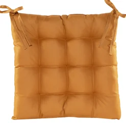 Gewatteerd stoelkussen oker geel 38x38cm