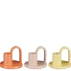 Graca kandelaar oranje geel roze 3 assorti - h7,5xd9cm
