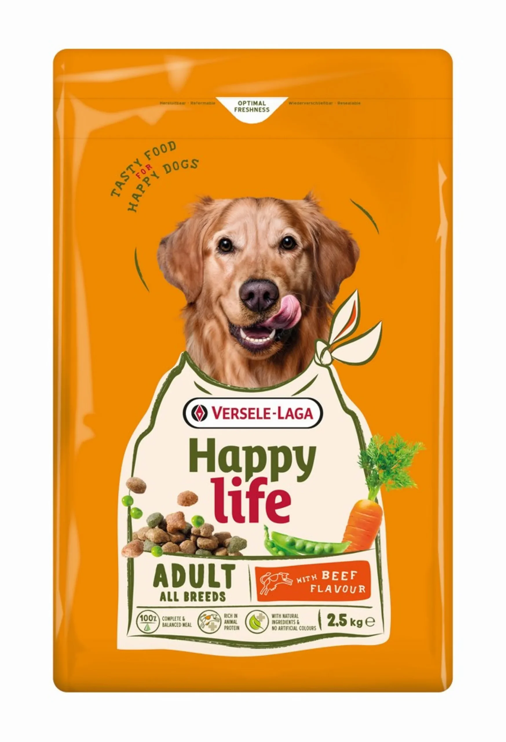 Hondenbrokken happy life adult met rundsmaak 2,5kg