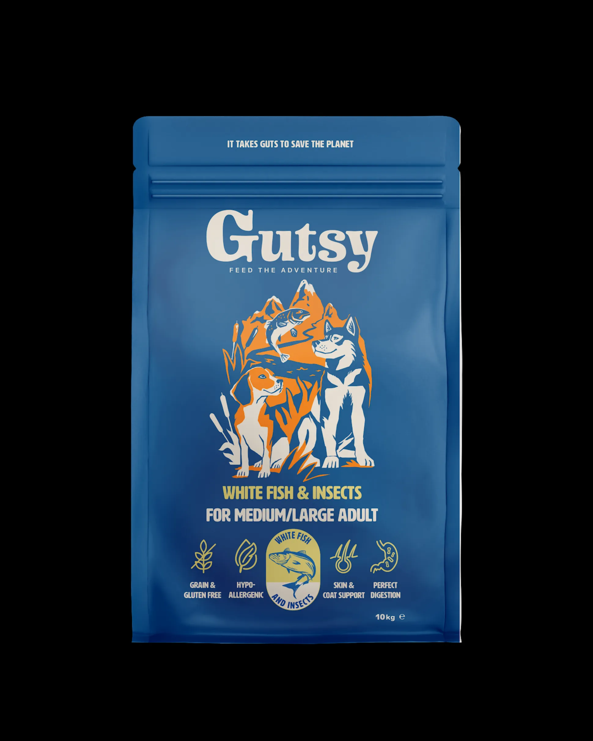 Hondenbrokken witte vis en insect 10kg large adult