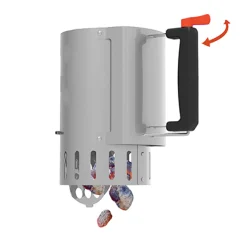 Houtskoolstarter met safe-drop uit rvs Ø16,5cm H27,5cm