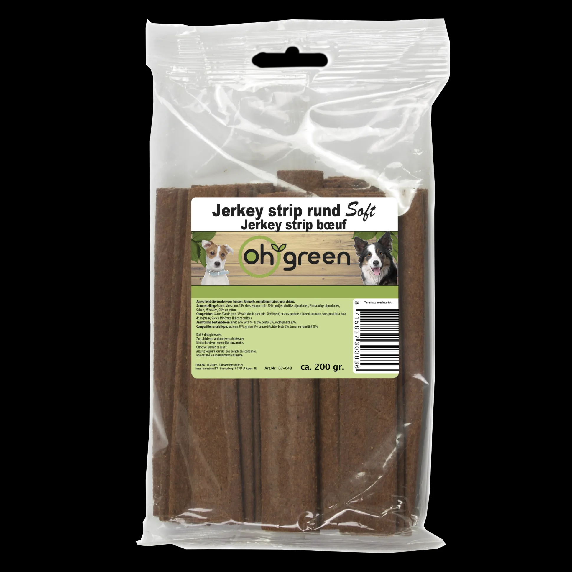 Jerkey strip rund 215gr/zak