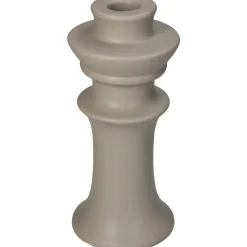 Kandelaar fijn aardewerk beige 8x8x18cm