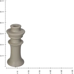 Kandelaar fijn aardewerk beige 8x8x18cm