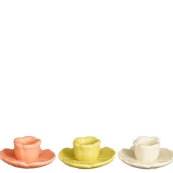 Kandelaar oranje geel beige 3 assorti - h4xd9cm