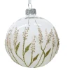 Kerstbal glas transparant bloemen