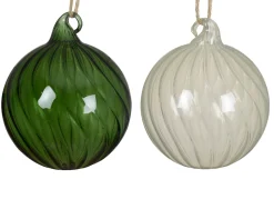 Kerstbal glas transparant spiraal