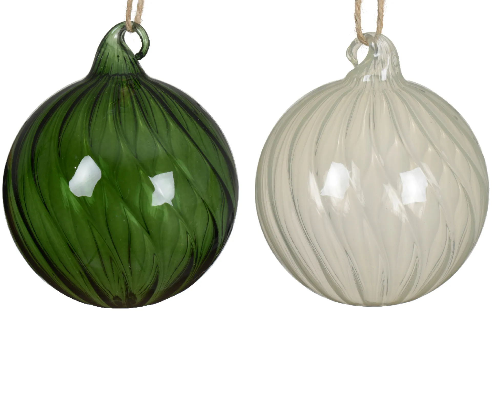 Kerstbal glas transparant spiraal