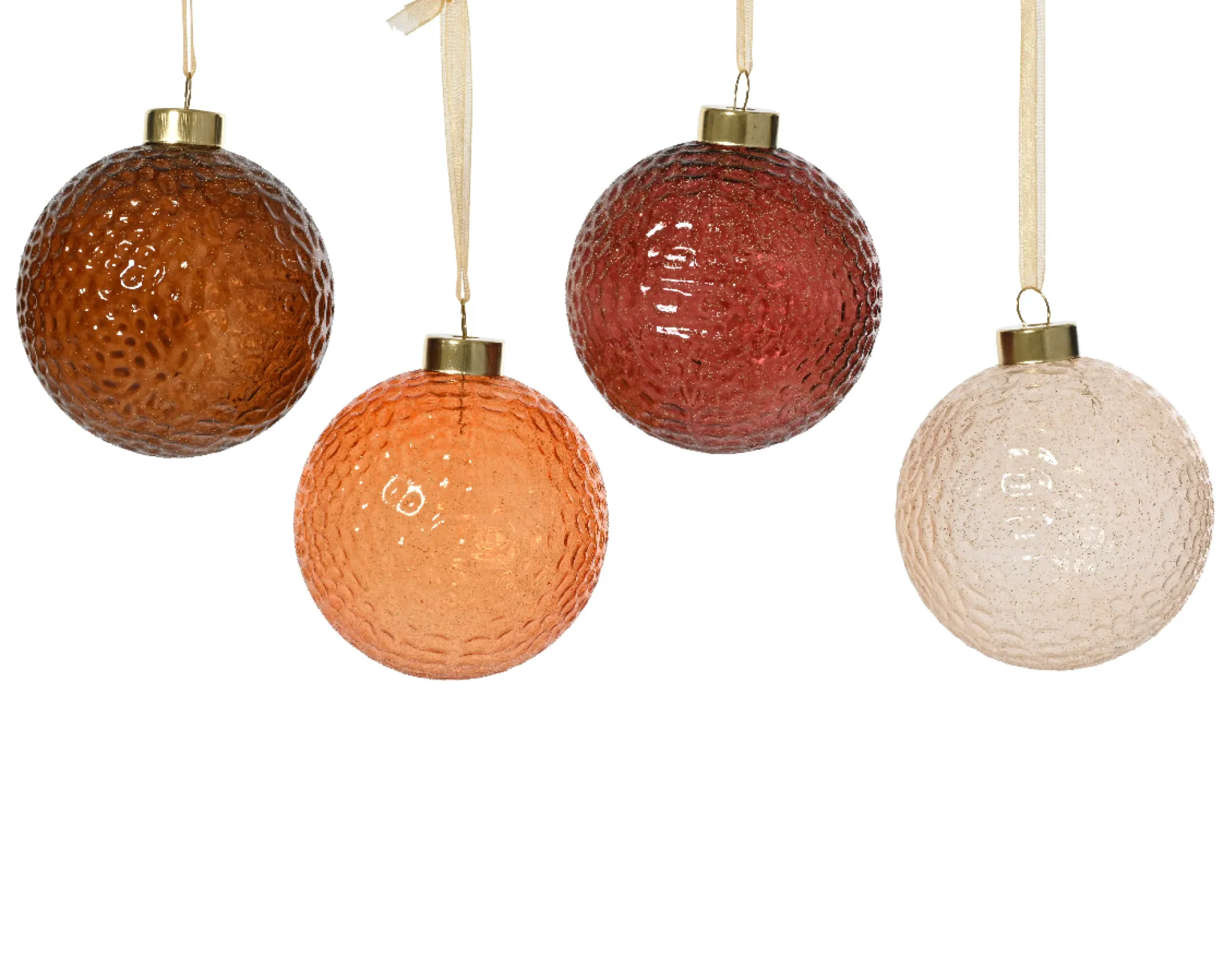 Kerstbal glas transparant met glitters