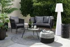 Kussen miami outdoor polyester zwart/wit