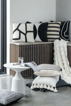 Kussen miami outdoor polyester zwart/wit