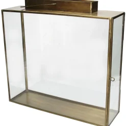 Lantaarn messing goud 35x10x34cm