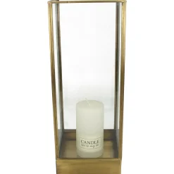 Lantaarn messing goud 15x15x40cm