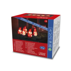 Led lichtsnoer met 5 rode acryl kerstmannen