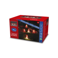 Led lichtsnoer met 3 rode acryl kerstmannen en 2 sneeuwpoppen