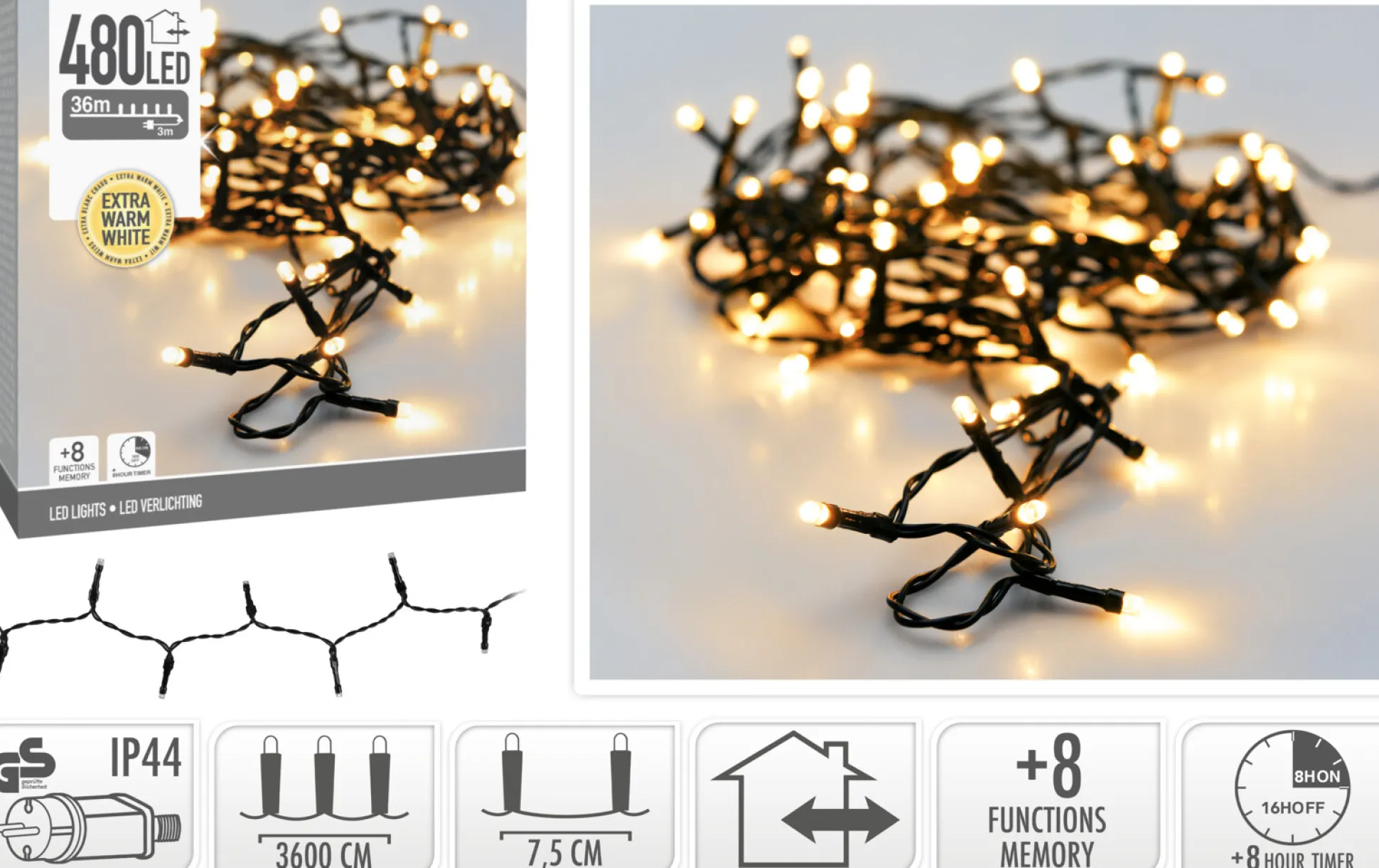 Ledverlichting 480led extra warm wit