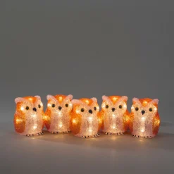 Lichtsnoer 5 acryl uilen 5m 40led warmwit voor buiten