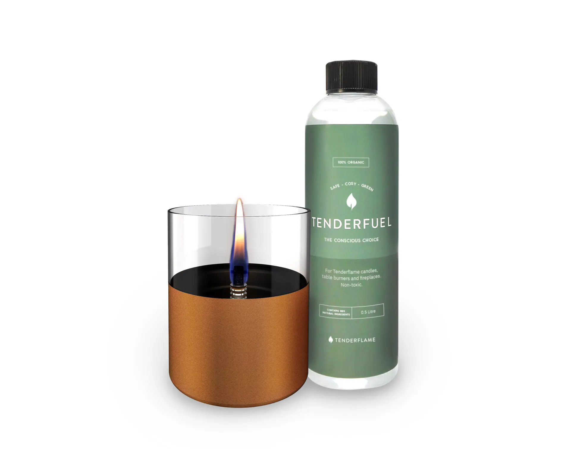 Lilly 10 kaars met fles van Tenderfuel organic navulolie 500ml