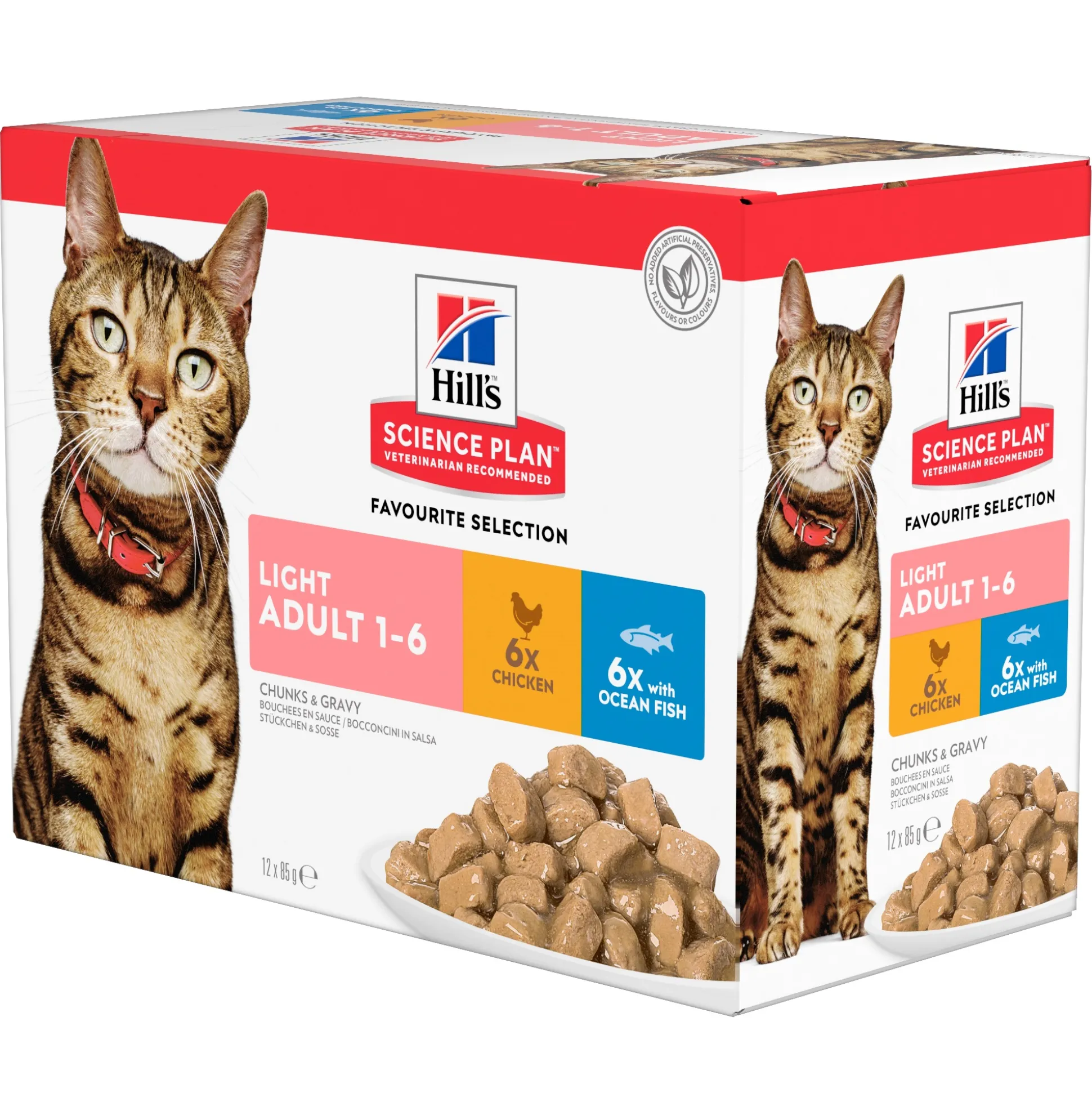 Natvoer voor katten science plan adult light kip en zeevis 85g multipack