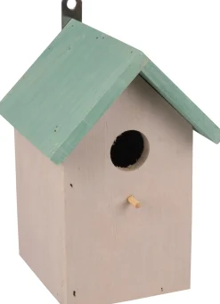 Nestkastje guo hout grijs+groen dak14x14x20cm