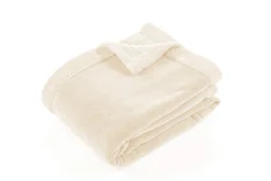 Plaid/deken chenille - ivoor