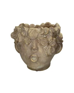 Planter gezicht beton goud