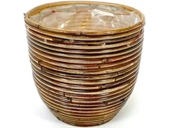 Pot round balloon stripe bronze d18h16cm