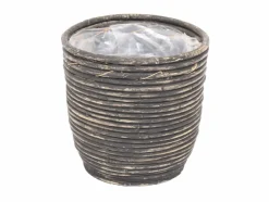 Pot round balloon stripe bw d13h11cm