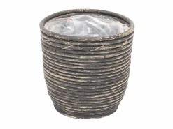 Pot round balloon stripe bw d24h24cm