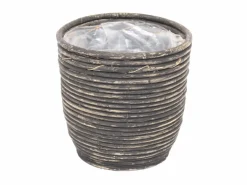 Pot round balloon stripe bw d20h19cm