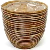 Pot round balloon stripe bronze d20h19cm