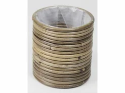 Pot round stripe grey d14h14cm