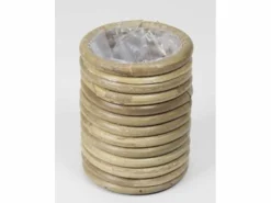 pot round stripe grey d8h10cm