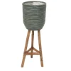 Pot stripe wooden legs green d25h74cm