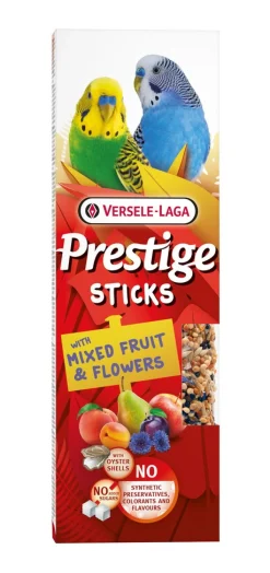Prestige sticks kleine parkieten met gemengd fruit & bloemen - 2 stuks 60g